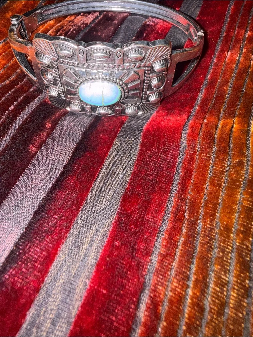 Silver Cuff Bracelet with Turquoise Stone